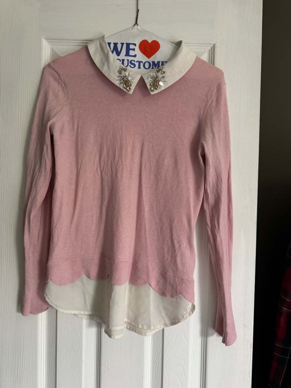 Ted Baker Pink Sweater with Embellished White Collar